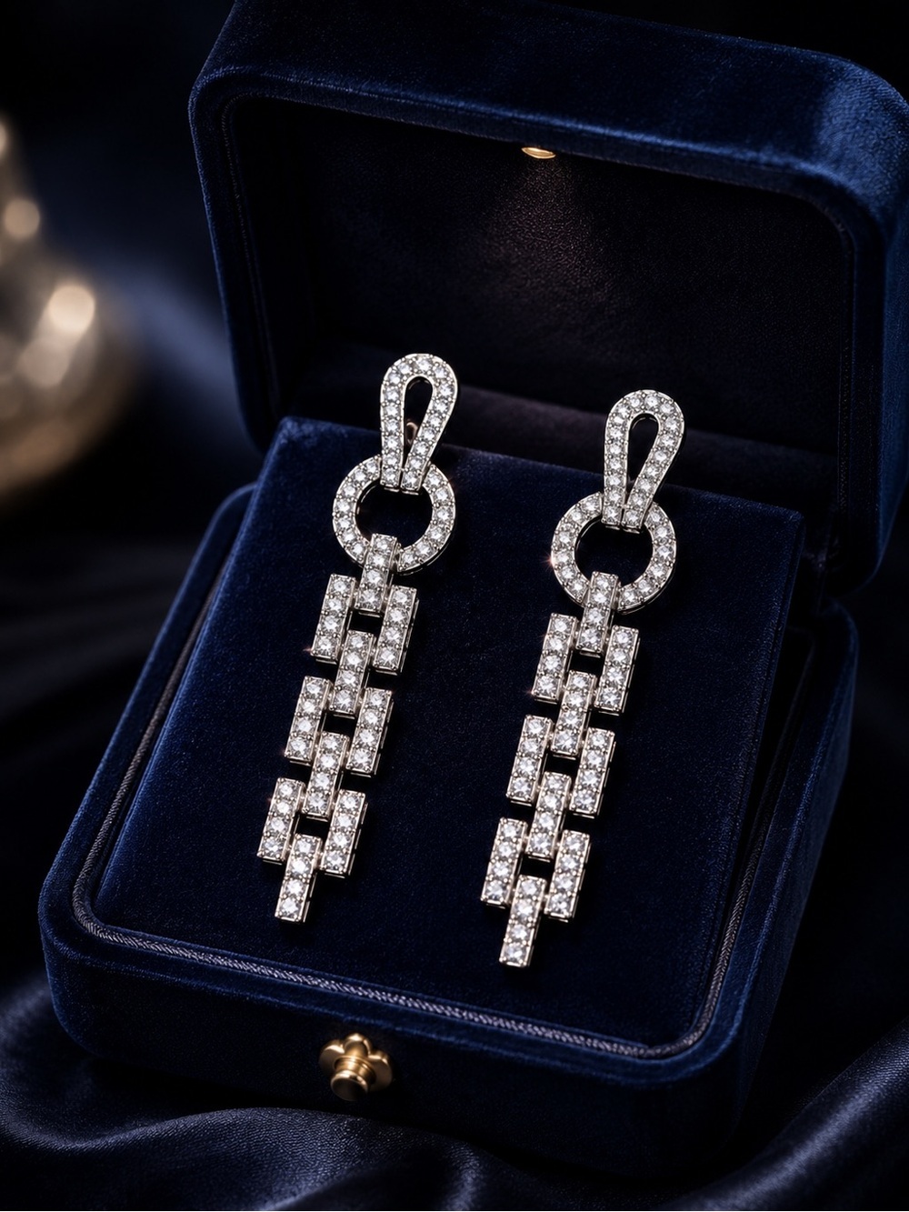Elegant Luxury Silver tone finish long drop earring - Picture 5 of 10